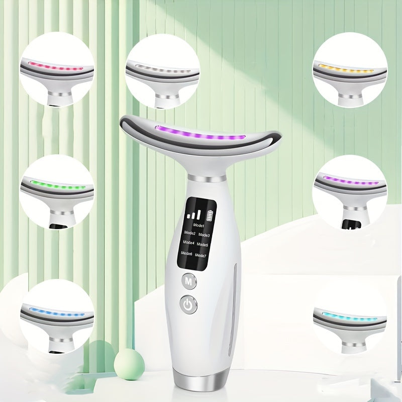 Rechargeable 7-LED Facial & Neck Massager - Clinorra