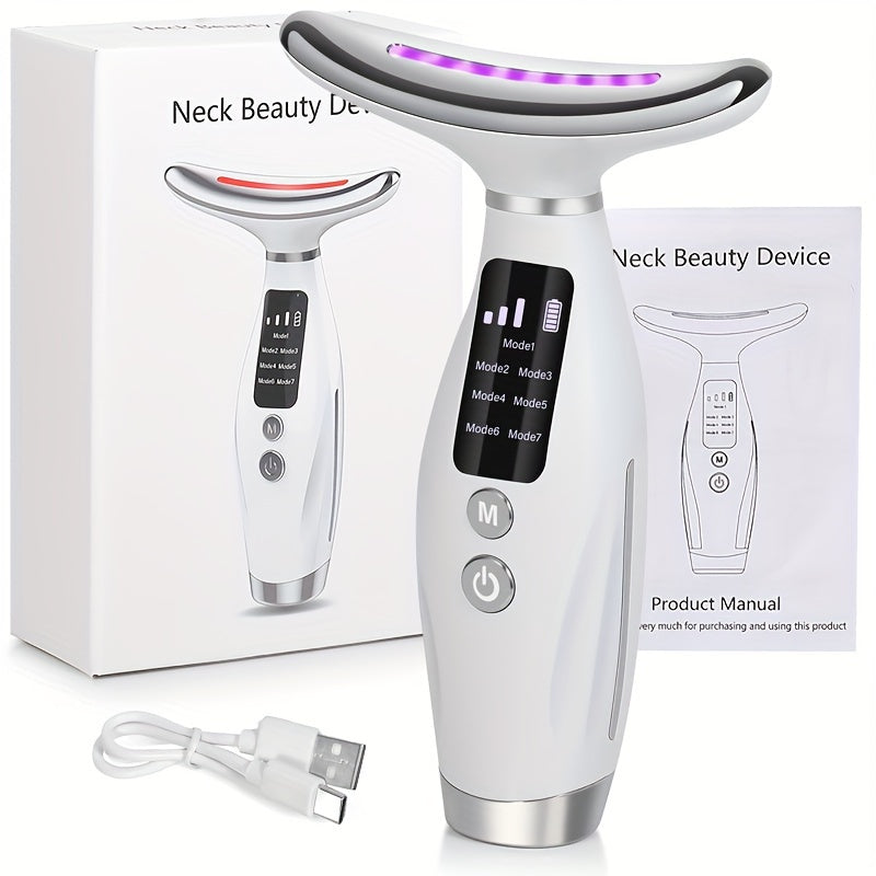 Rechargeable 7-LED Facial & Neck Massager - Clinorra
