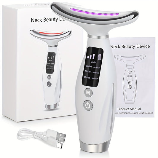 Rechargeable 7-LED Facial & Neck Massager - Clinorra